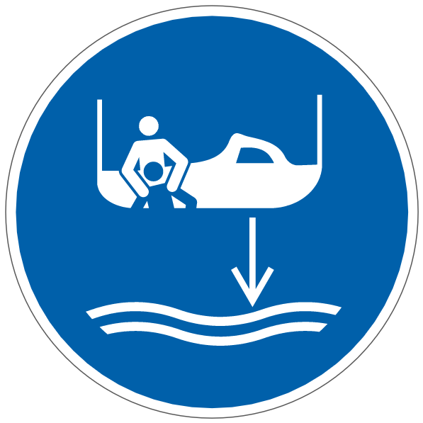 Abaisser le canot de sauvetage à l'eau lors de son lancement - M041 - ISO 7010 - étiquettes et panneaux d'obligation et de consigne